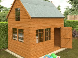 Funplay4U 8x6 Country Cottage Wooden Playhouse With Door Open