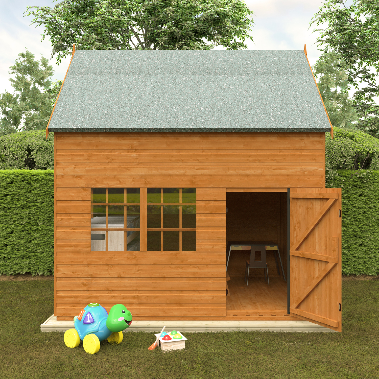 Funplay4U 8x6 Country Cottage Wooden Playhouse Side view