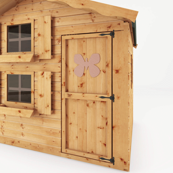 Door closed on the Funplay4U 7x5 Double Storey Snowdrop Wooden Playhouse