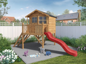 Funplay4U 5x5 Poppy Wooden Playhouse with Tower & Slide