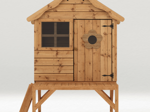 Funplay4U 4x4 Snug Wooden Playhouse With Tower Front View