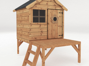 Funplay4U 4x4 Snug Wooden Playhouse With Tower Side View