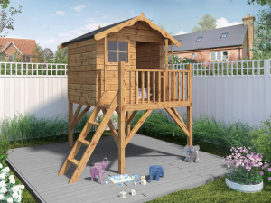 Funplay4U 5x5 Poppy Wooden Playhouse with Tower