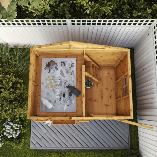 Birds eye view of the Funplay4U 7x5 Double Storey Snowdrop Wooden Playhouse