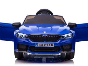 BMW M5 Kids Electric Ride on Car In Blue Two Doors Open
