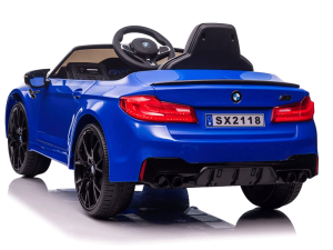 Back View BMW M5 Kids Electric Ride on Car In Blue