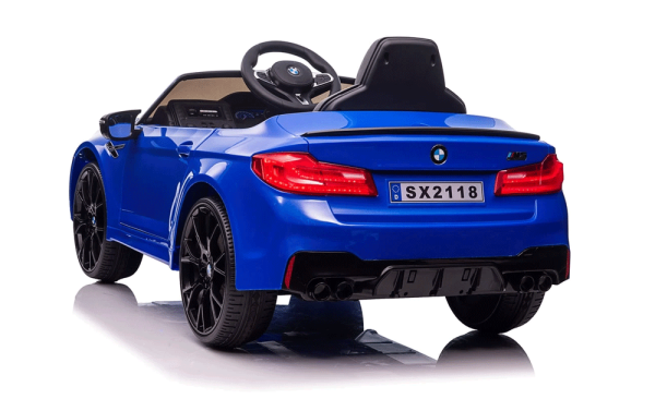 Back View BMW M5 Kids Electric Ride on Car In Blue