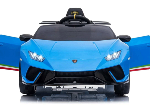 Front of the Blue Lamborghini Huracan 12v Kids Electric Ride on Car