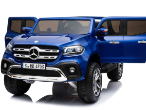 Blue Mercedes 2 Seater 24V Kids Electric Ride On Car with doors open