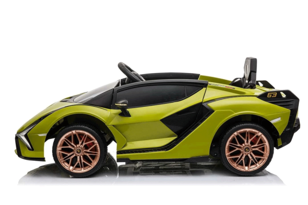 Green Lamborghini Sian 12v Kids Electric Ride on Car Side View