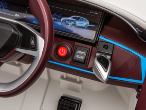 Inside the Black BMW I4 12V Kids Electric Ride On Car