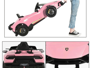Lady lifting the Lamborghini Huracan 12v Kids Electric Ride on Car