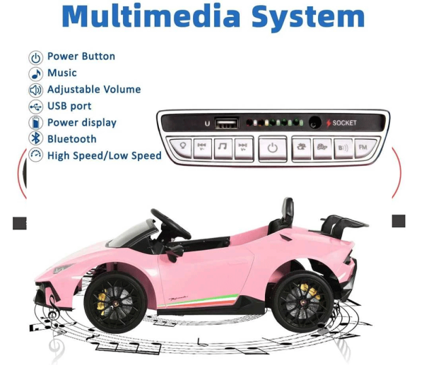 White Lamborghini 12v Kids Electric Ride on Car - Image 5