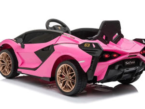 Side view of the Pink Lamborghini Sian 12v Kids Electric Ride on Car